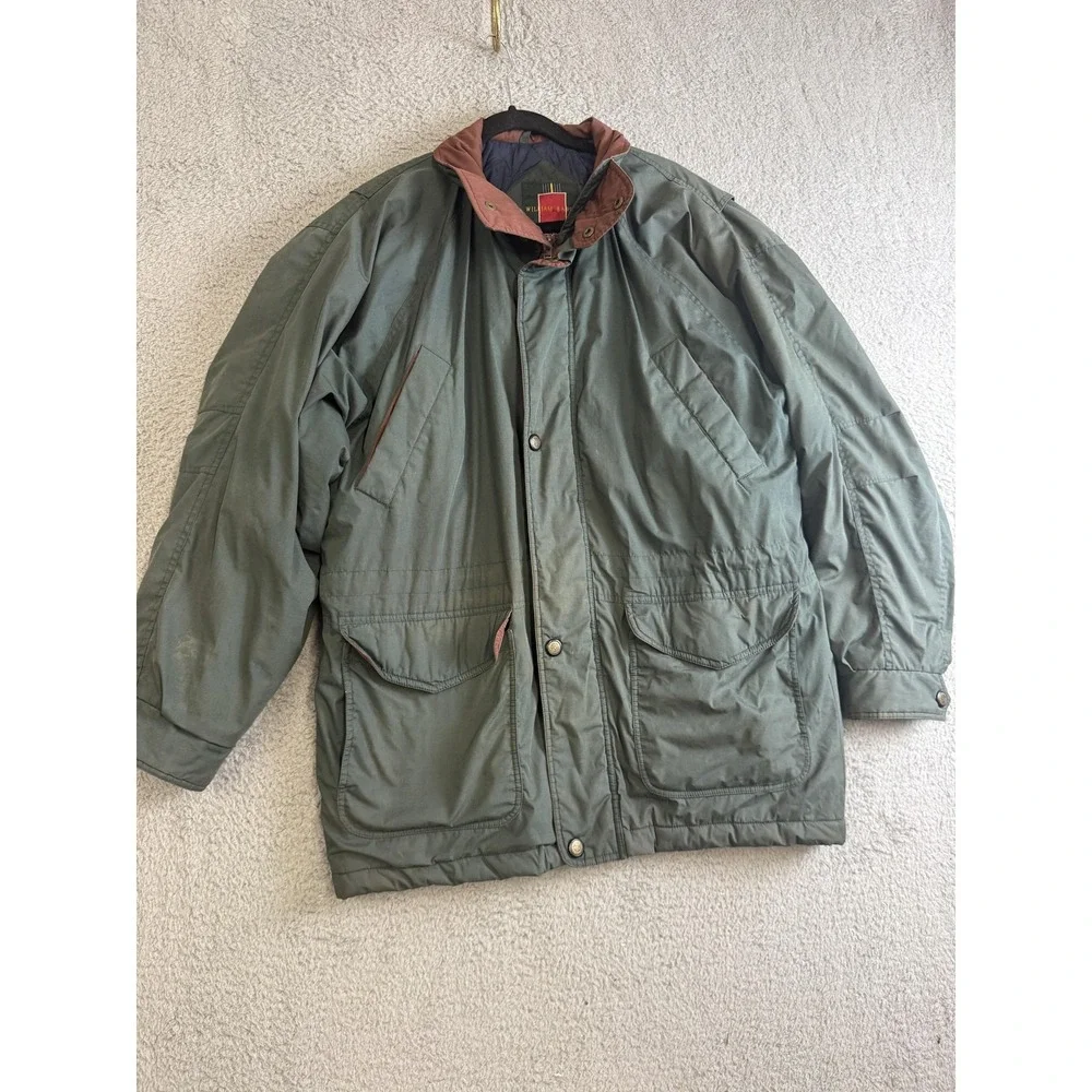William Barry Jacket Mens‎ Medium Green Quilted Lined Field Hunting Zip Snap